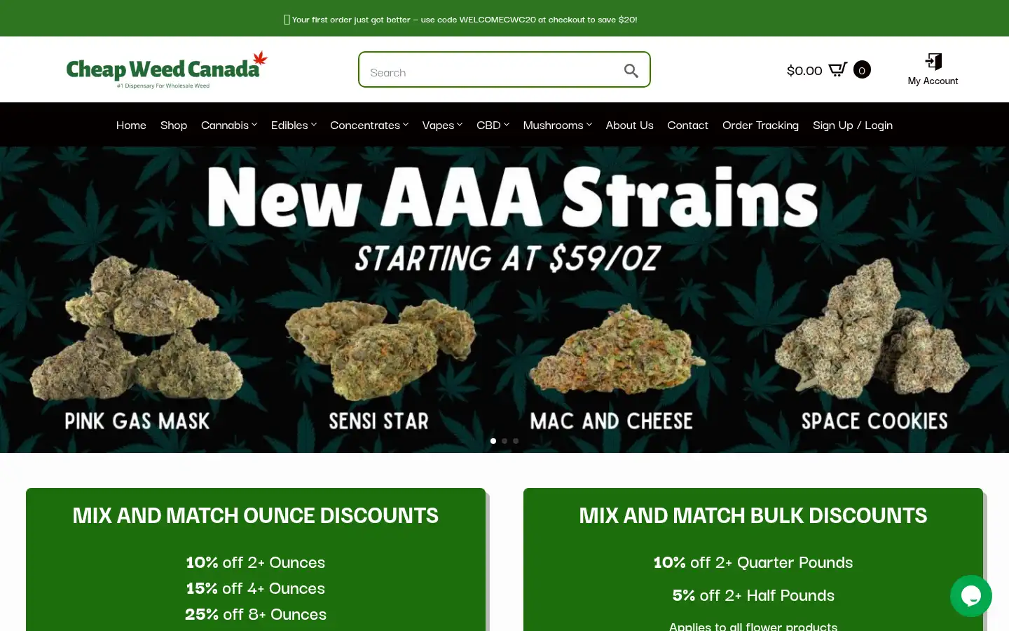 Screenshot of cheapweedcanada.co