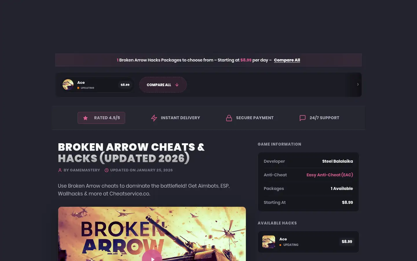 Screenshot of cheatservice.co