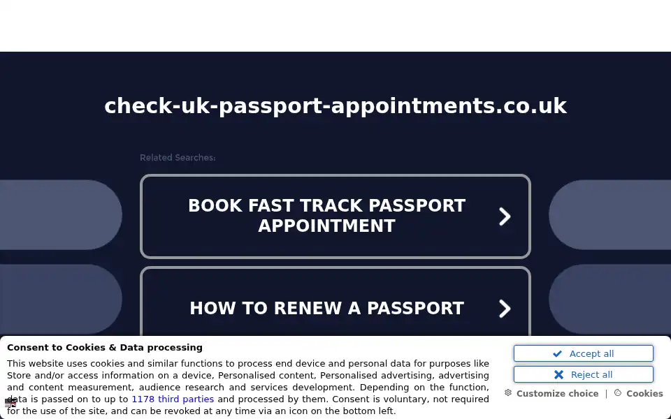 Screenshot of check-uk-passport-appointments.co.uk