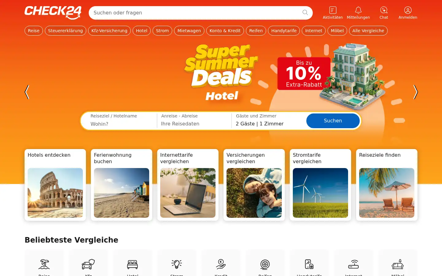 Screenshot of check24.de
