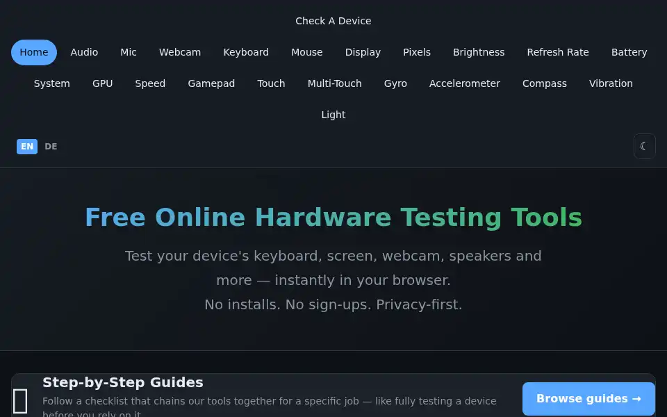 Screenshot of checkadevice.com