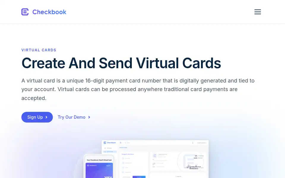 Screenshot of checkbook.io