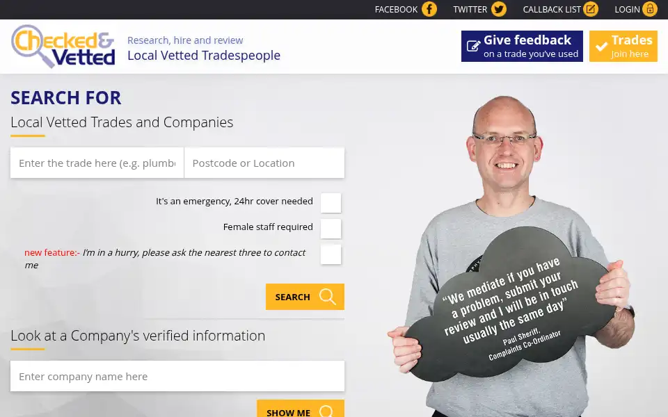 Screenshot of checkedandvetted.com