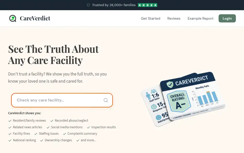Screenshot of checkfacility.com