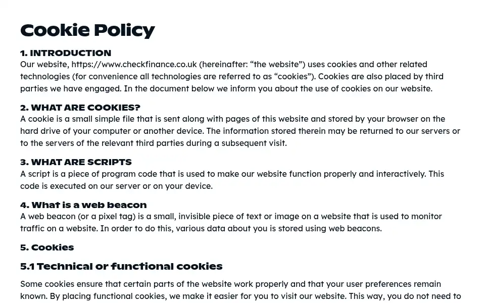 Screenshot of checkfinance.co.uk