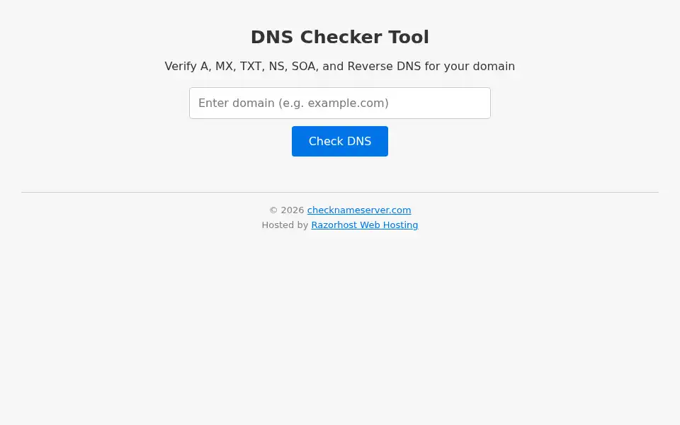 Screenshot of checknameserver.com