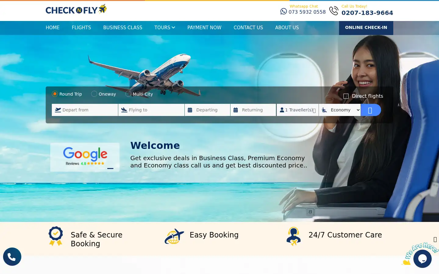 Screenshot of checknfly.co.uk