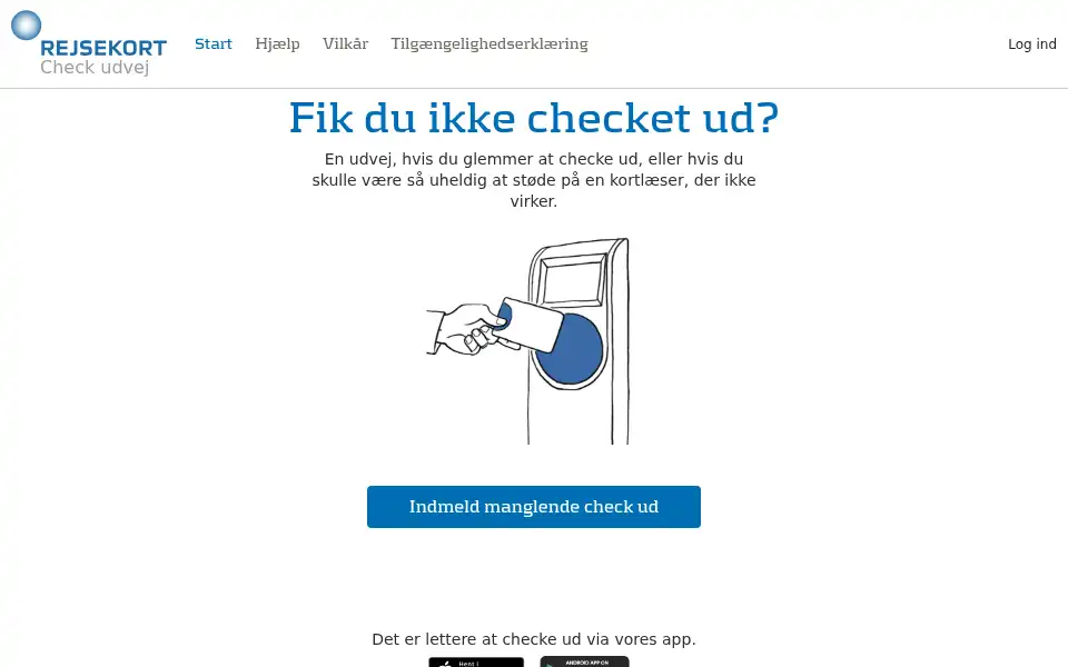 Screenshot of checkud.rejsekort.dk