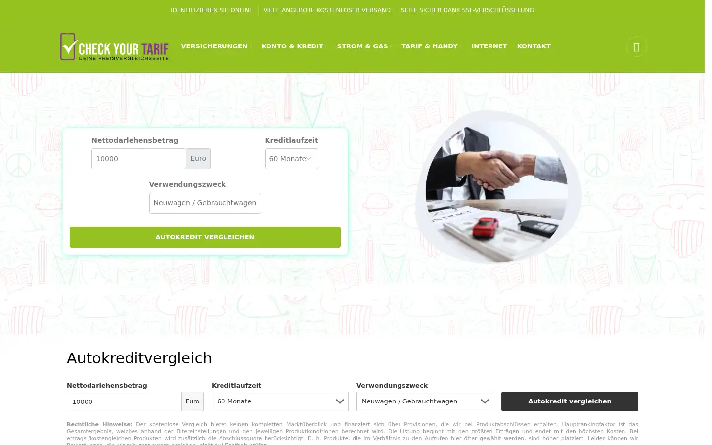 Screenshot of checkyourtarif.de