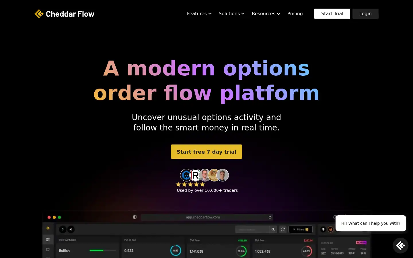 Screenshot of cheddarflow.com