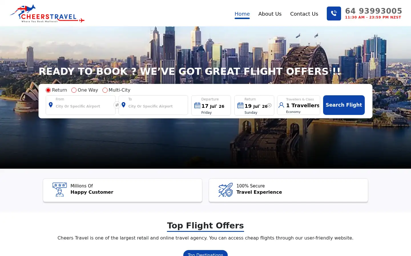 Screenshot of cheerstravel.co.nz