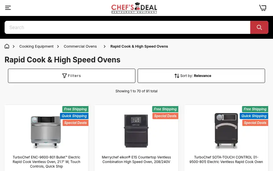 Screenshot of chefsdeal.com