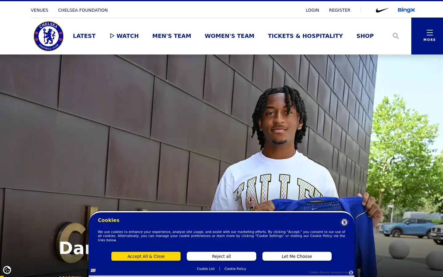 Screenshot of chelseafc.com