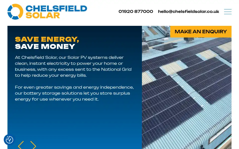 Screenshot of chelsfieldsolar.co.uk