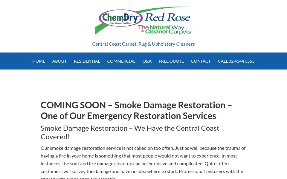 Screenshot of chemdryredrose.com.au