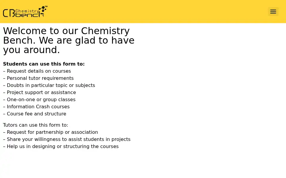 Screenshot of chemistrybench.com