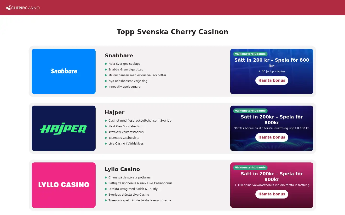 Screenshot of cherrycasino.com