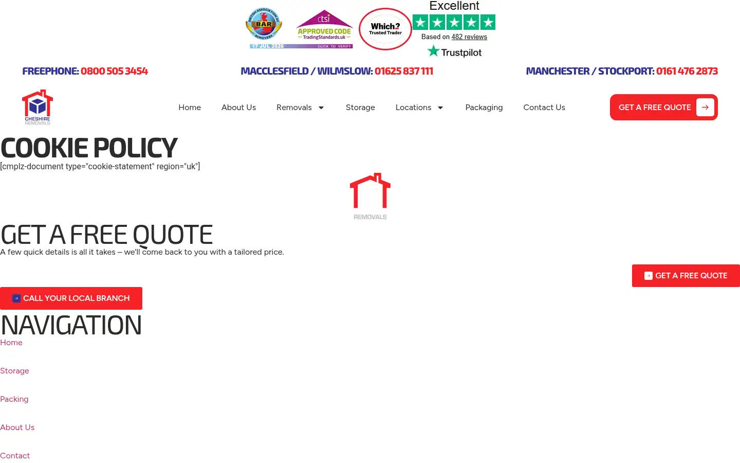 Screenshot of cheshire-removals.co.uk