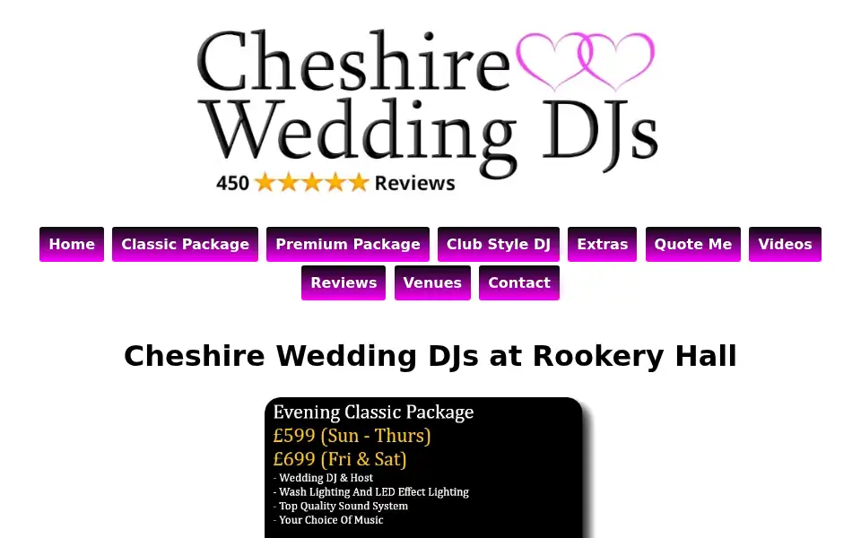 Screenshot of cheshireweddingdjs.co.uk