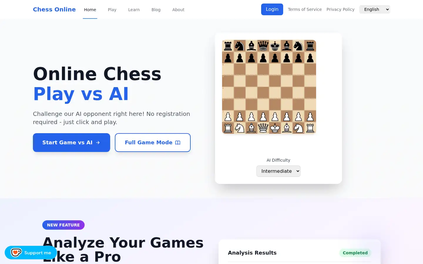 Screenshot of chess-online.net