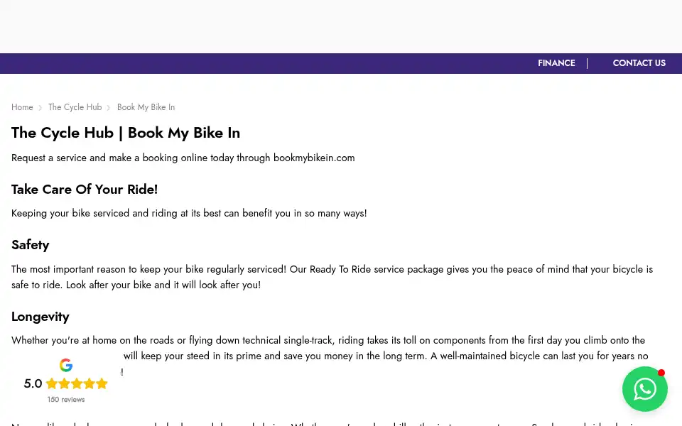 Screenshot of chestercyclehub.co.uk