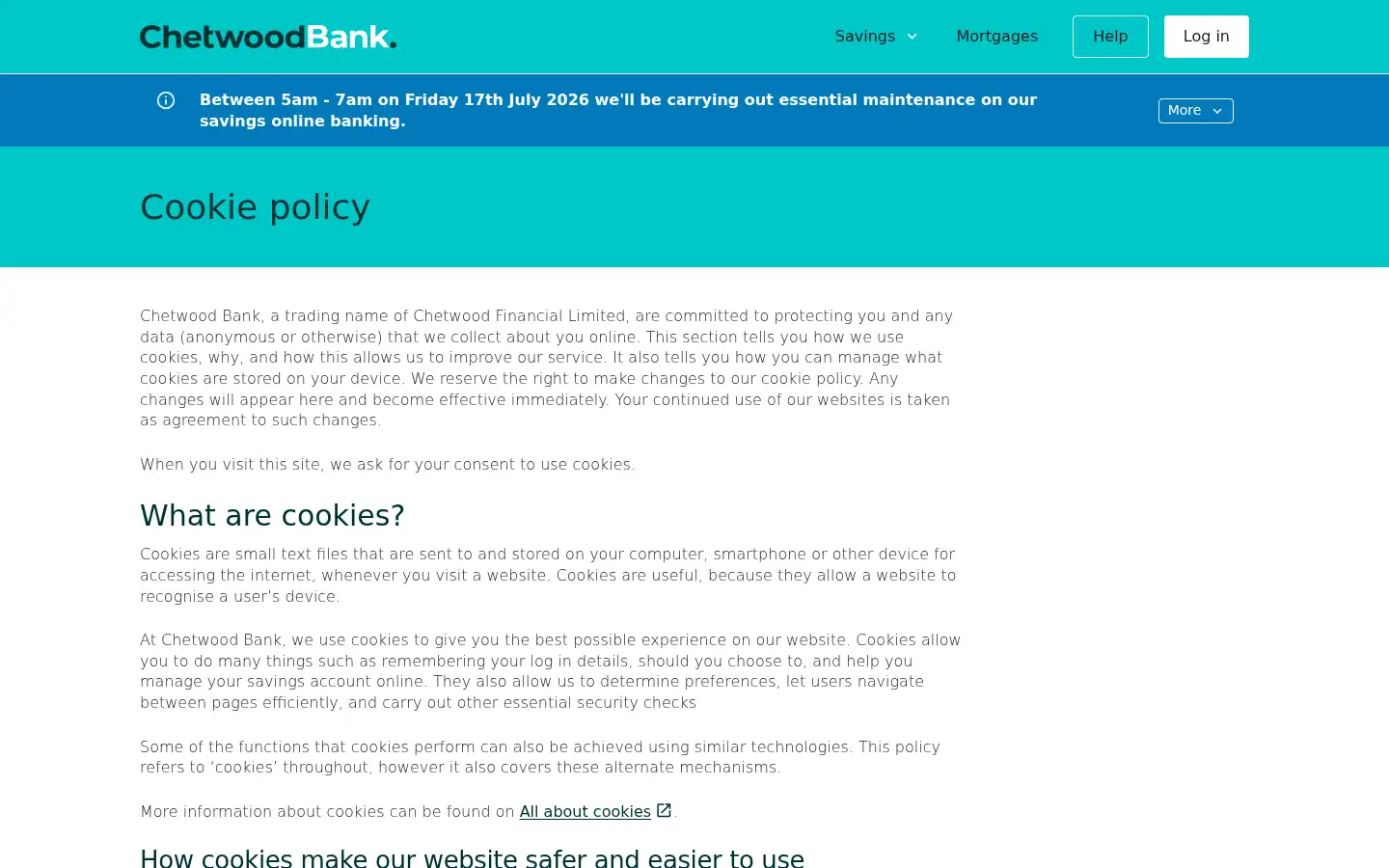 Screenshot of chetwoodbank.co.uk