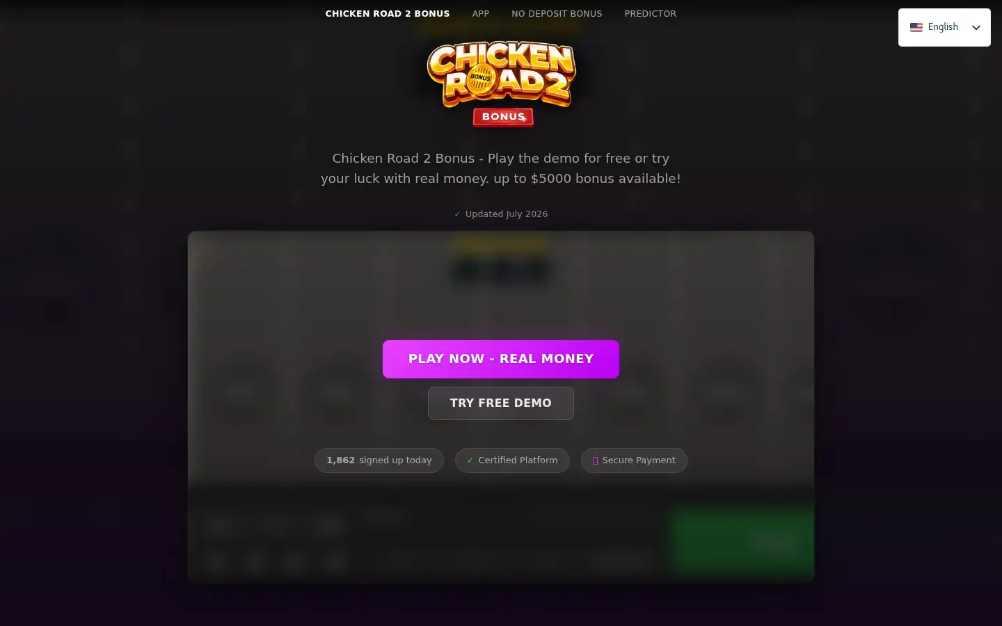 Screenshot of chicken-road2-bonus.app