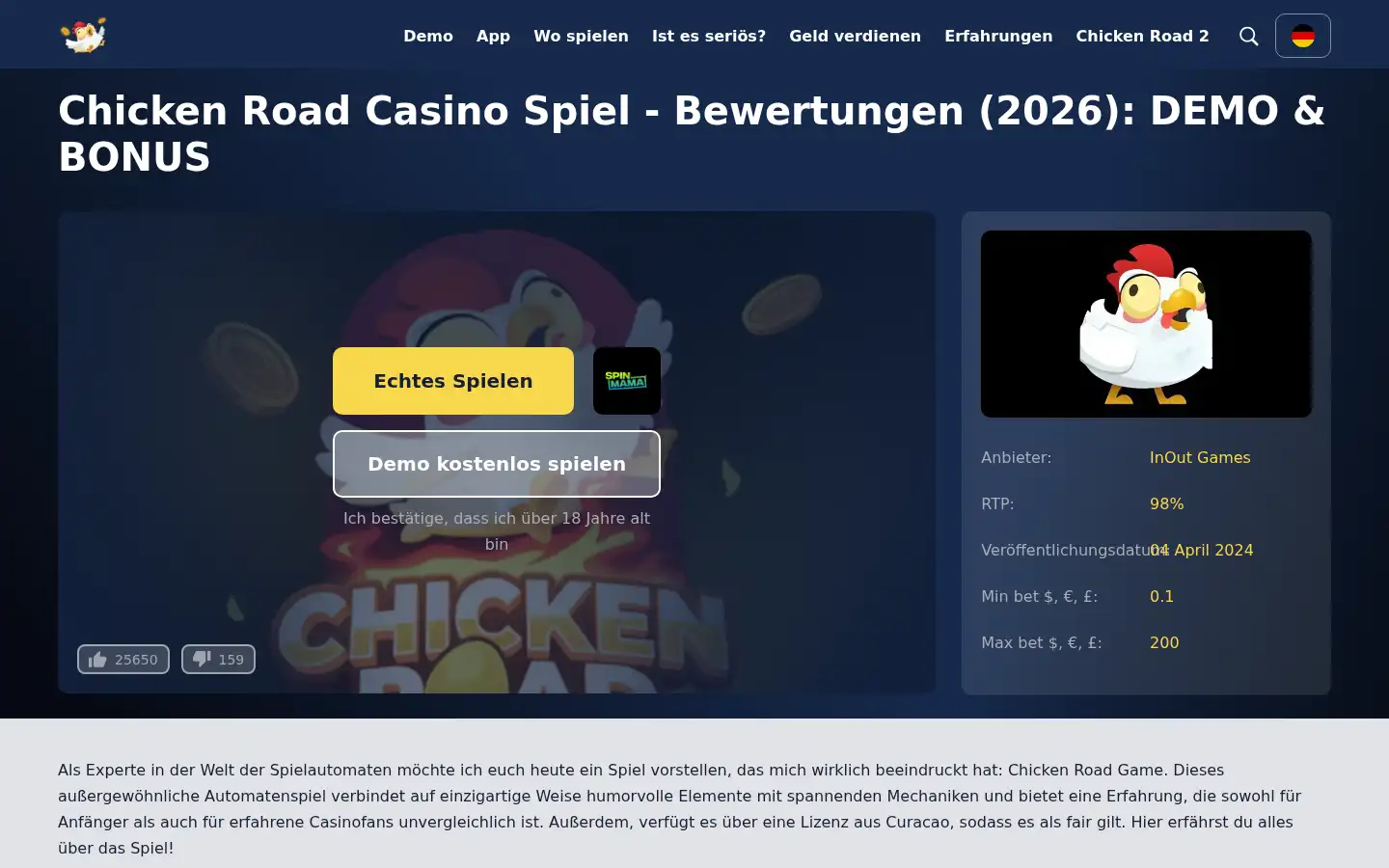 Screenshot of chickenroadspiel.de
