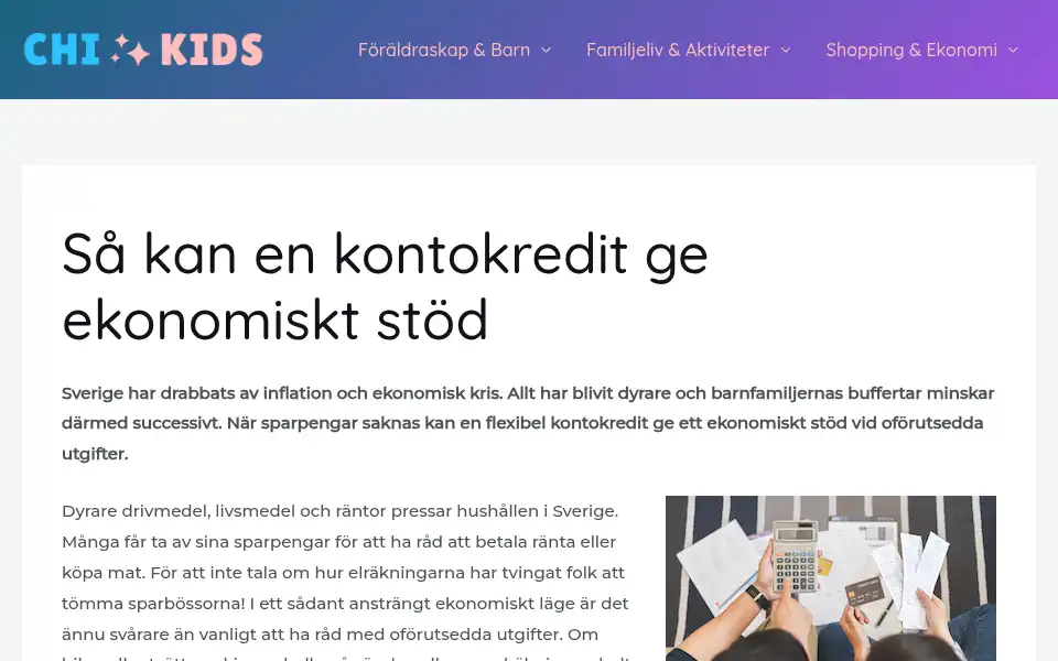Screenshot of chikids.se