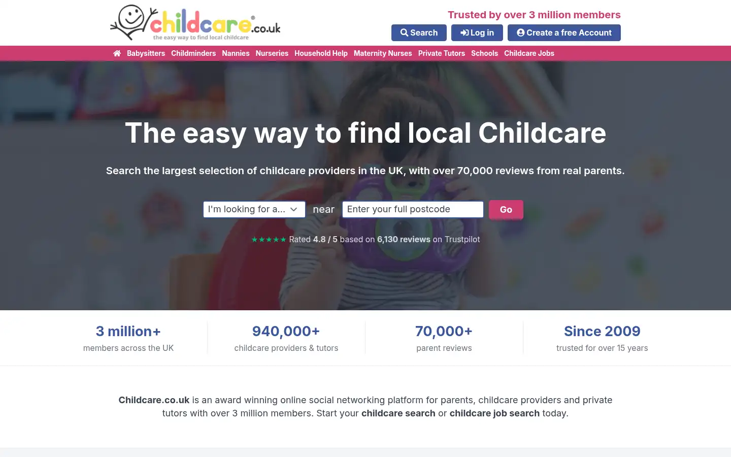 Screenshot of childcare.co.uk