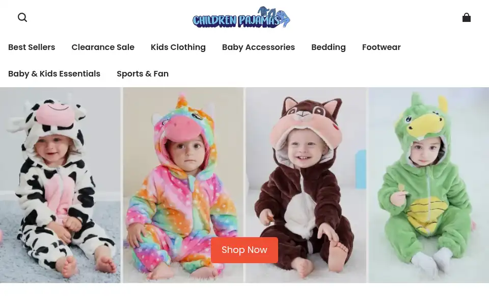 Screenshot of childrenpajamas.com