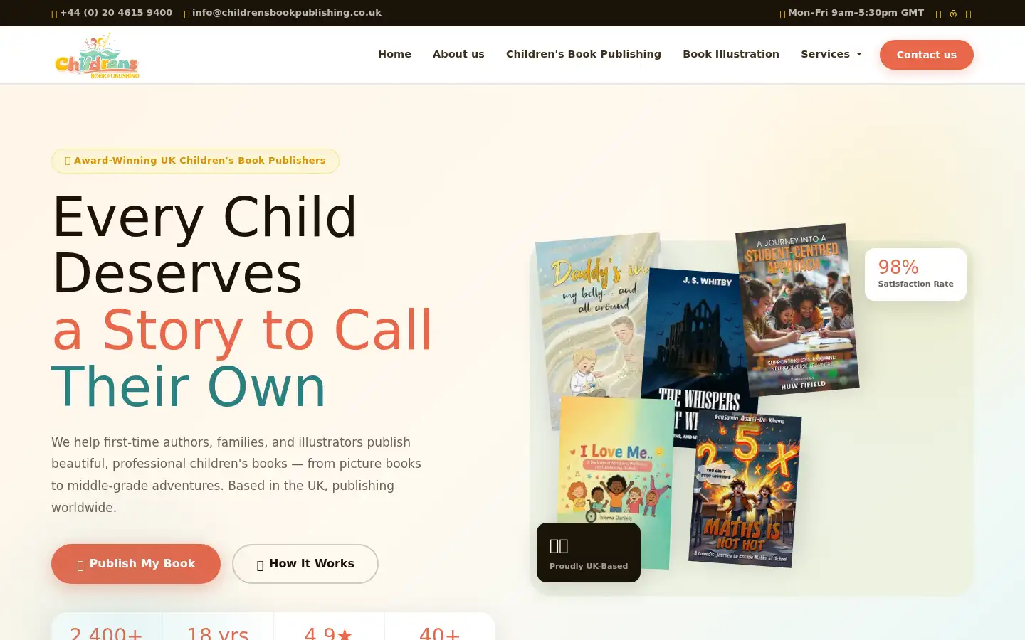 Screenshot of childrensbookpublishing.co.uk