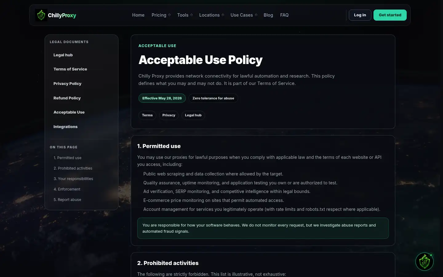 Screenshot of chillyproxy.com