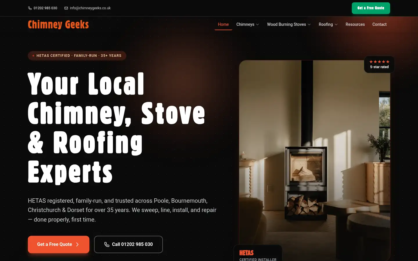 Screenshot of chimneygeeks.co.uk