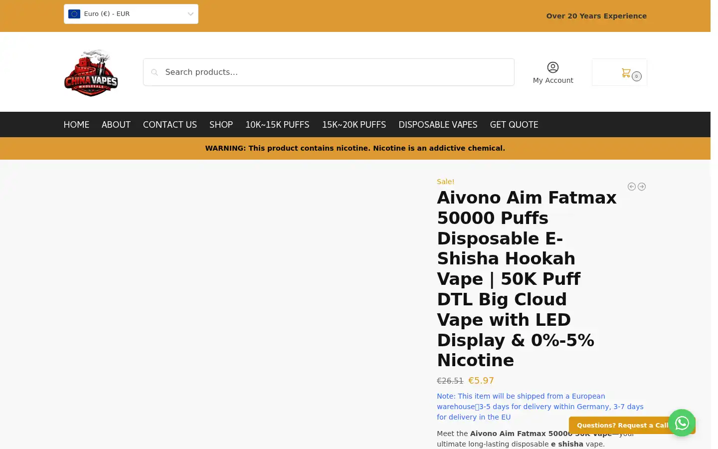 Screenshot of chinawholesalevapes.com