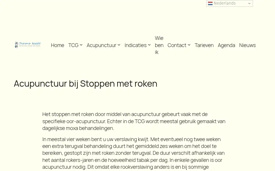 Screenshot of chinesenaald-hanzhen-acupunctuur.chineesmedischcentrum.be