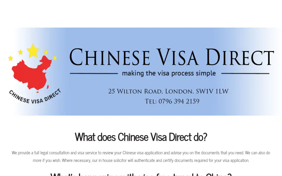 Screenshot of chinesevisadirect.co.uk