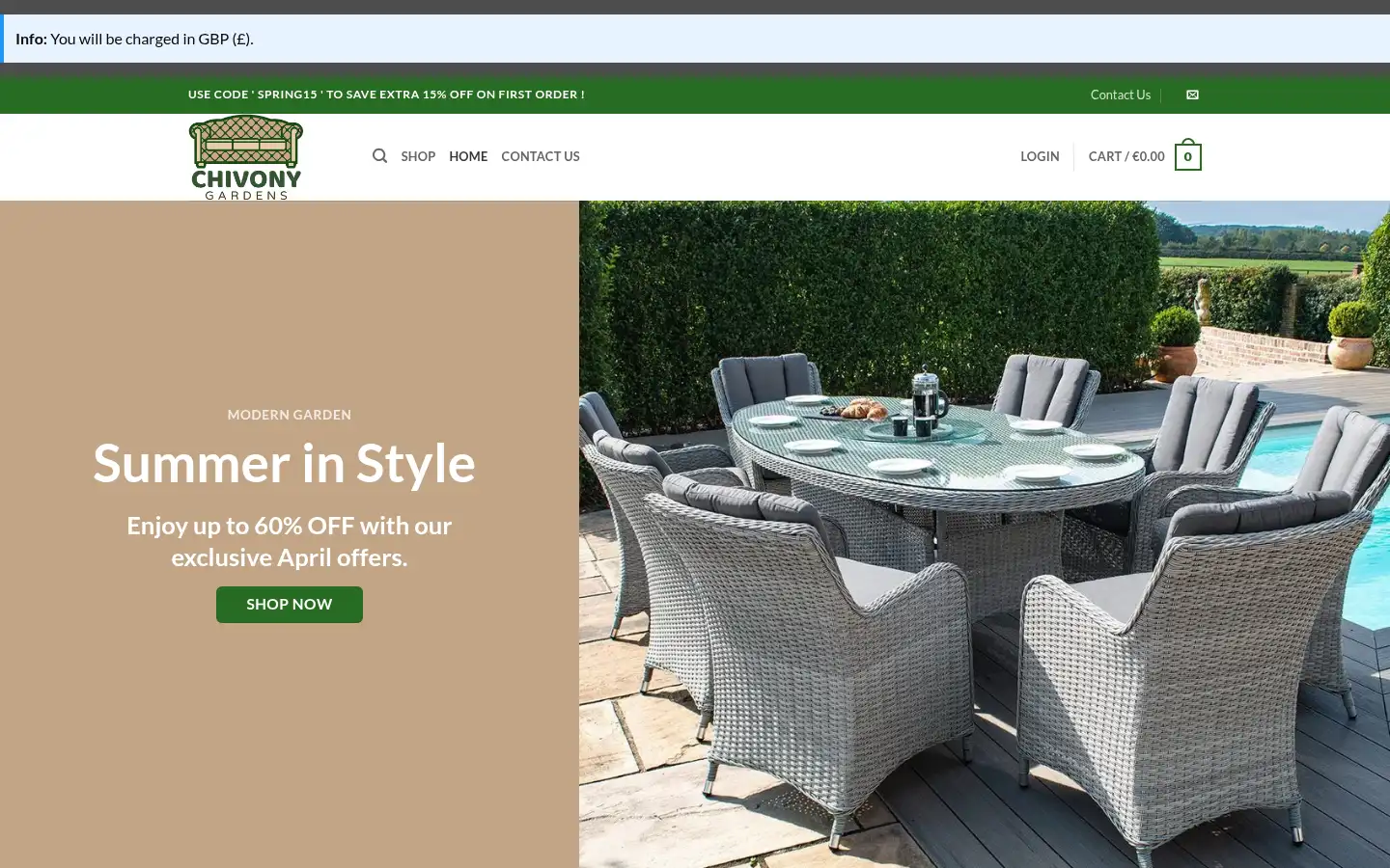 Screenshot of chivonygardens.com