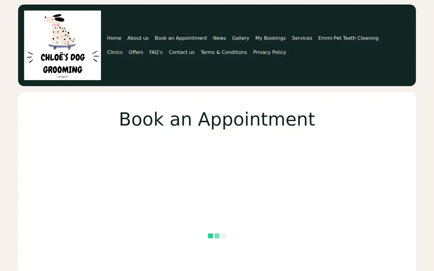 Screenshot of chloesdoggrooming.co.uk