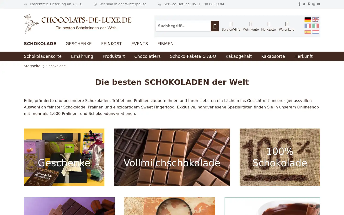 Screenshot of chocolats-de-luxe.de