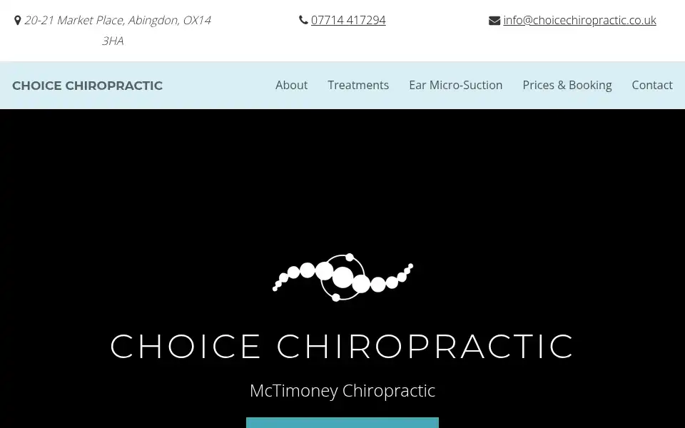 Screenshot of choicechiropractic.co.uk