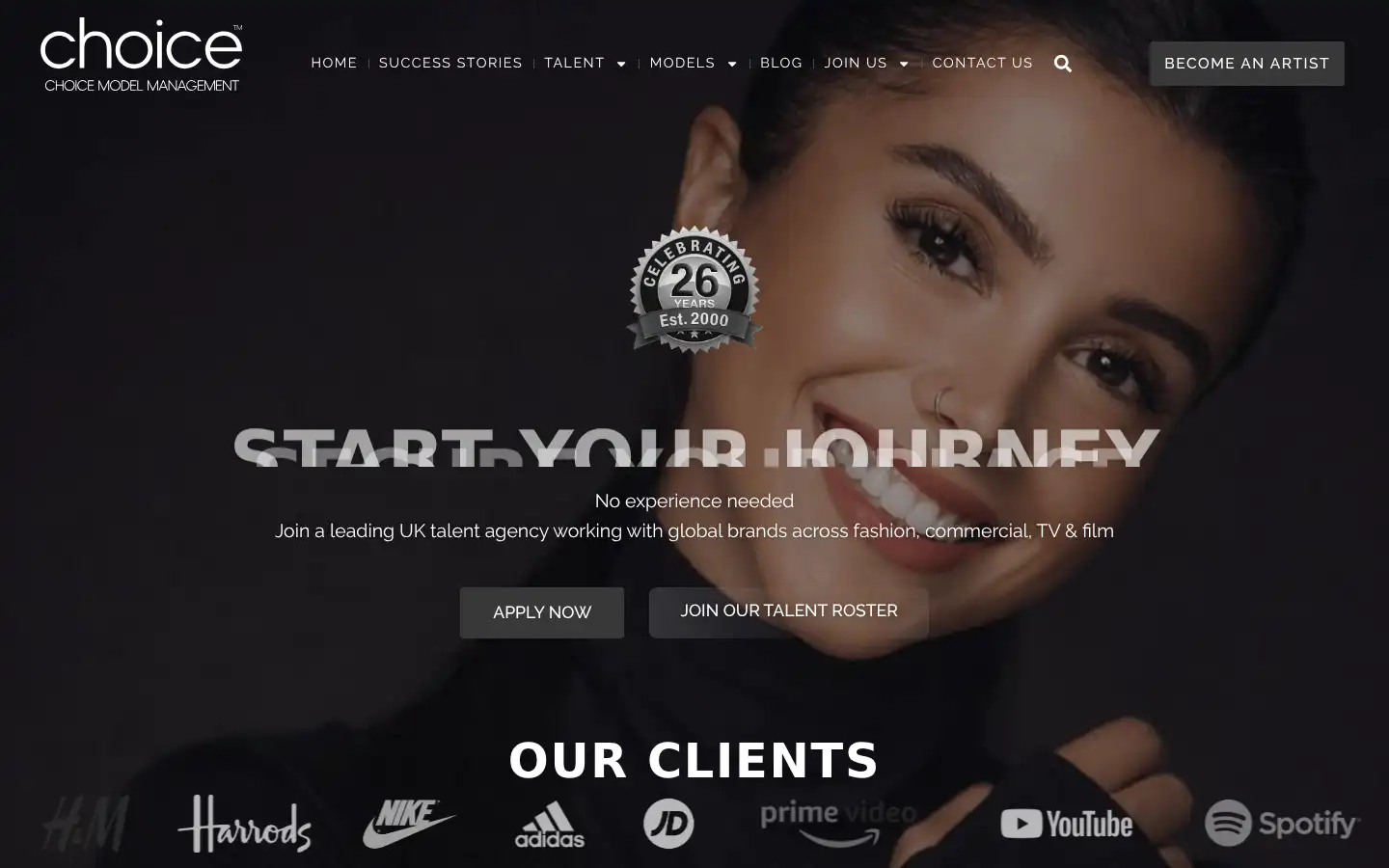 Screenshot of choicemodelmanagement.co.uk