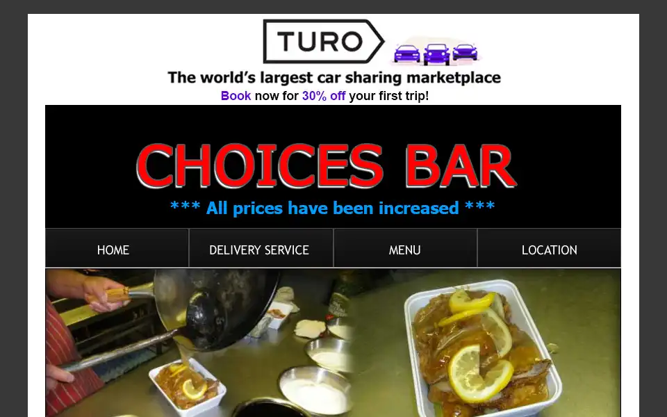 Screenshot of choicesbar.co.uk