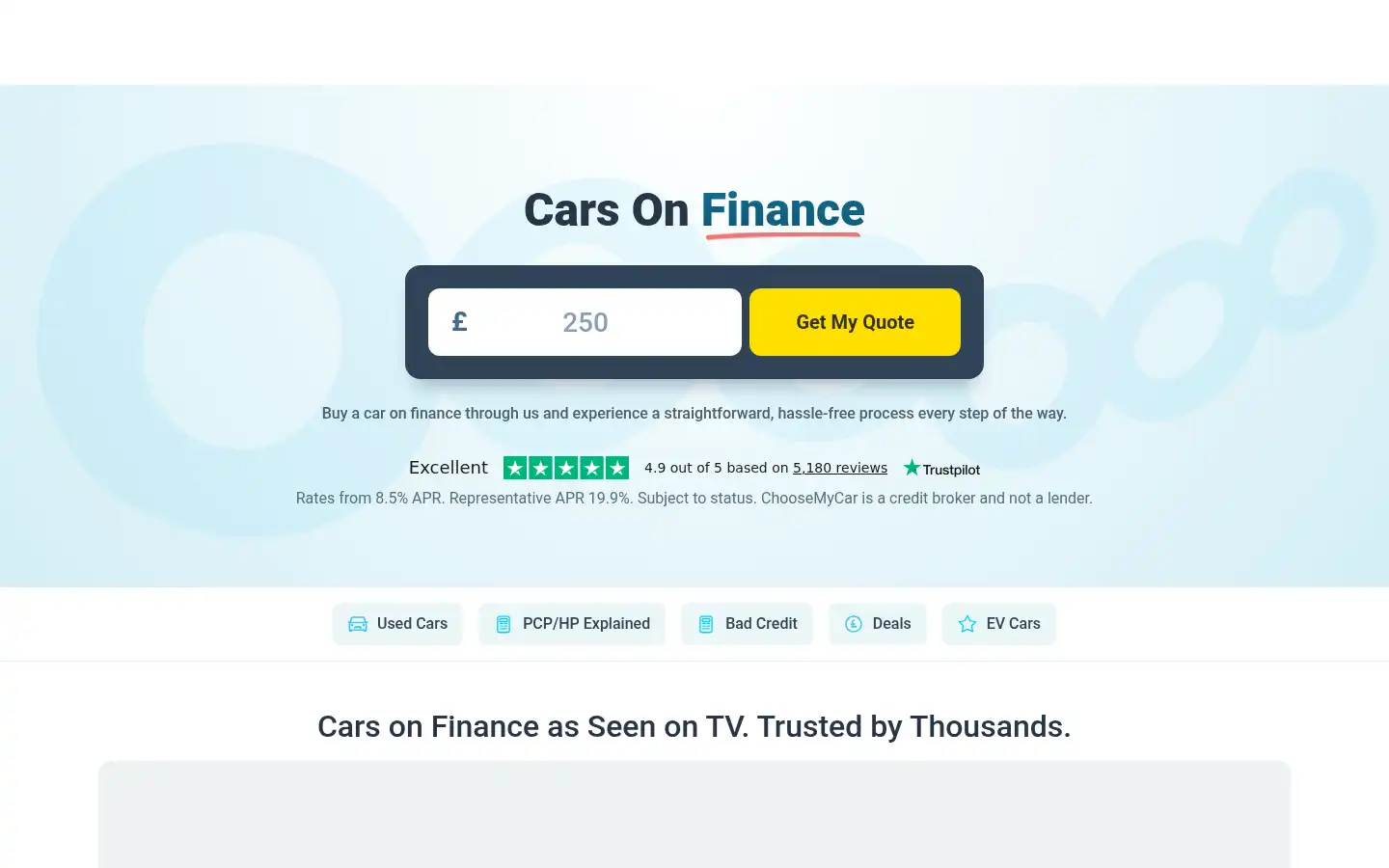 Screenshot of choosemycar.com