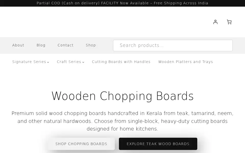 Screenshot of choppingboards.in