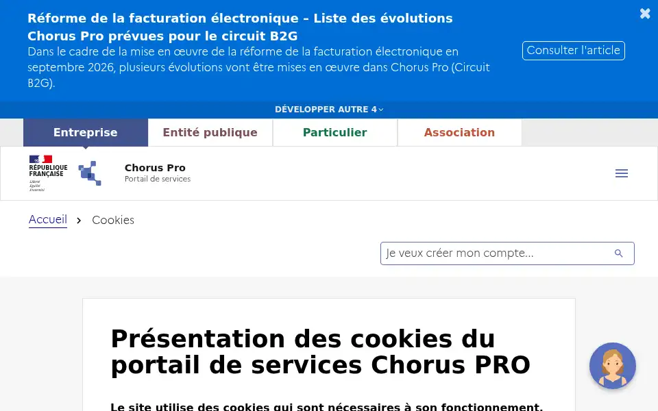 Screenshot of chorus-pro.gouv.fr