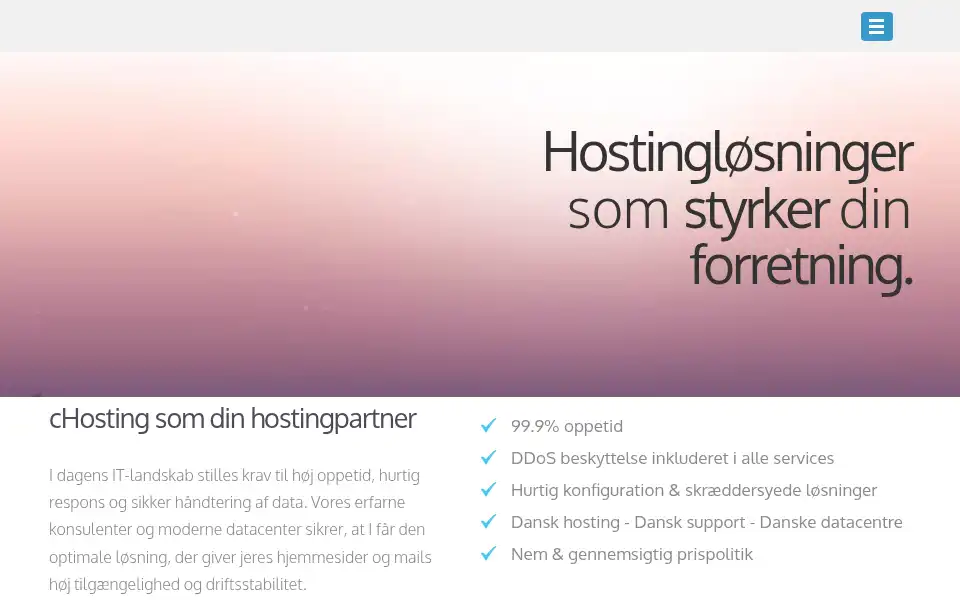 Screenshot of chosting.dk