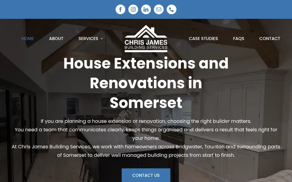 Screenshot of chrisjamesbuilders.co.uk