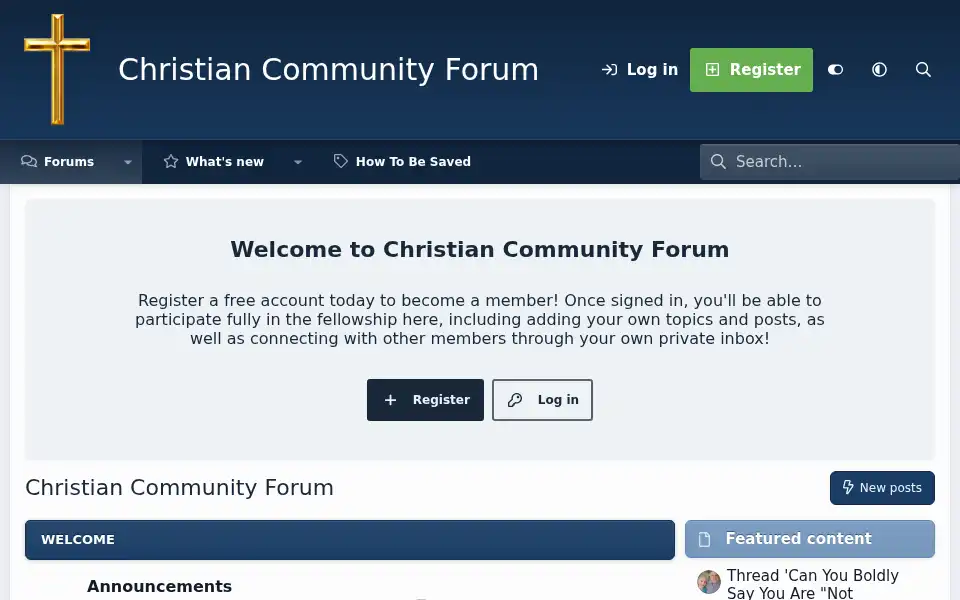 Screenshot of christiancommunityforum.com