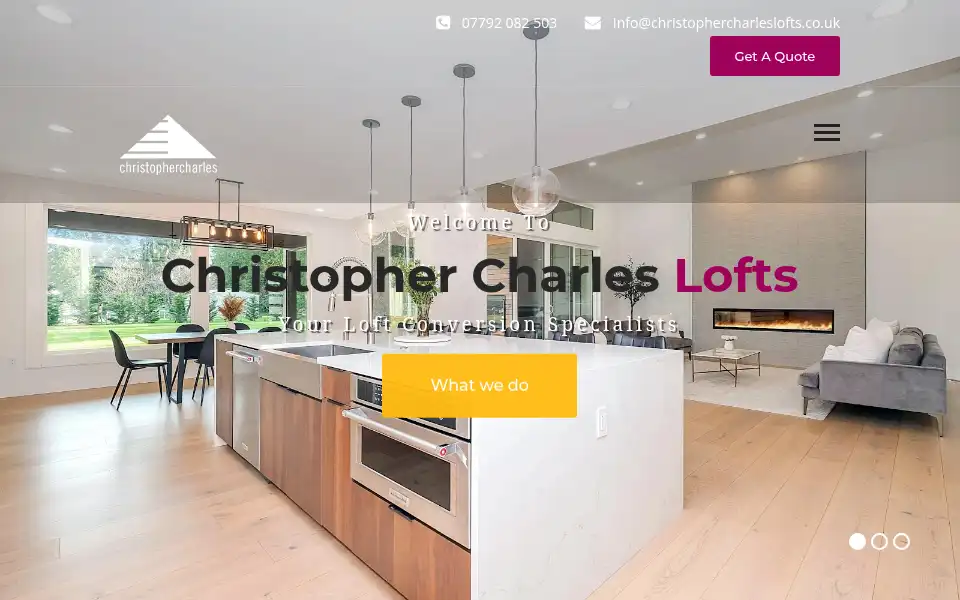 Screenshot of christophercharleslofts.co.uk
